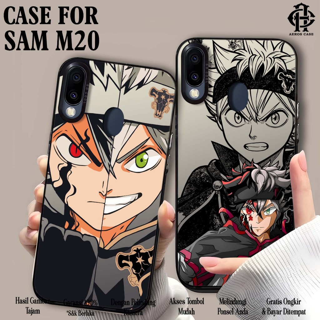 Case Samsung M20 ( BLACK CLOVER ) Premium Matte Hard Casing IMD Polycarbonate Softcase HP