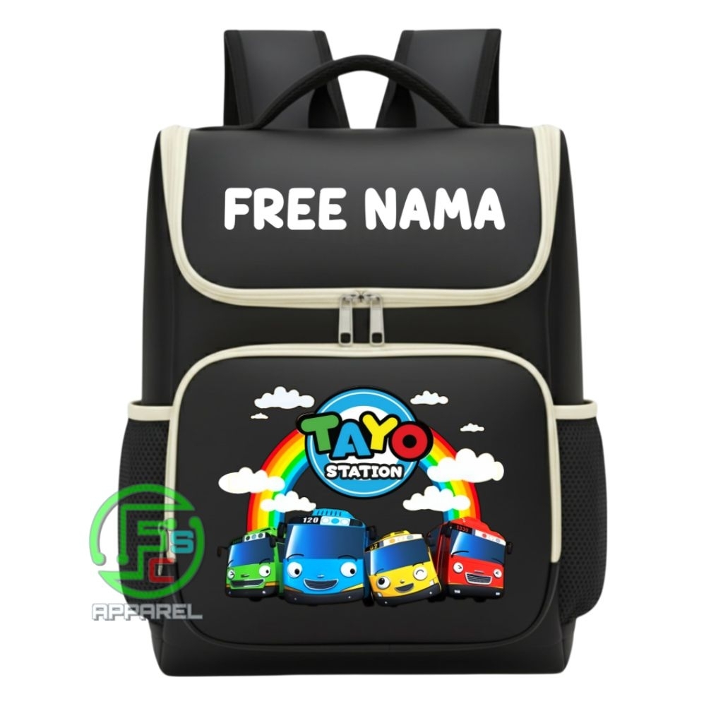Backpack tas ransel anak laki laki dan perempuan motif sablon gambar tayo station unisex fashion tas