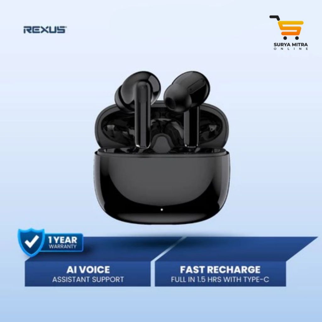 Earphone Bluetooth TWS V5.4 REXUS FX99 Deep Bass & Support Voice