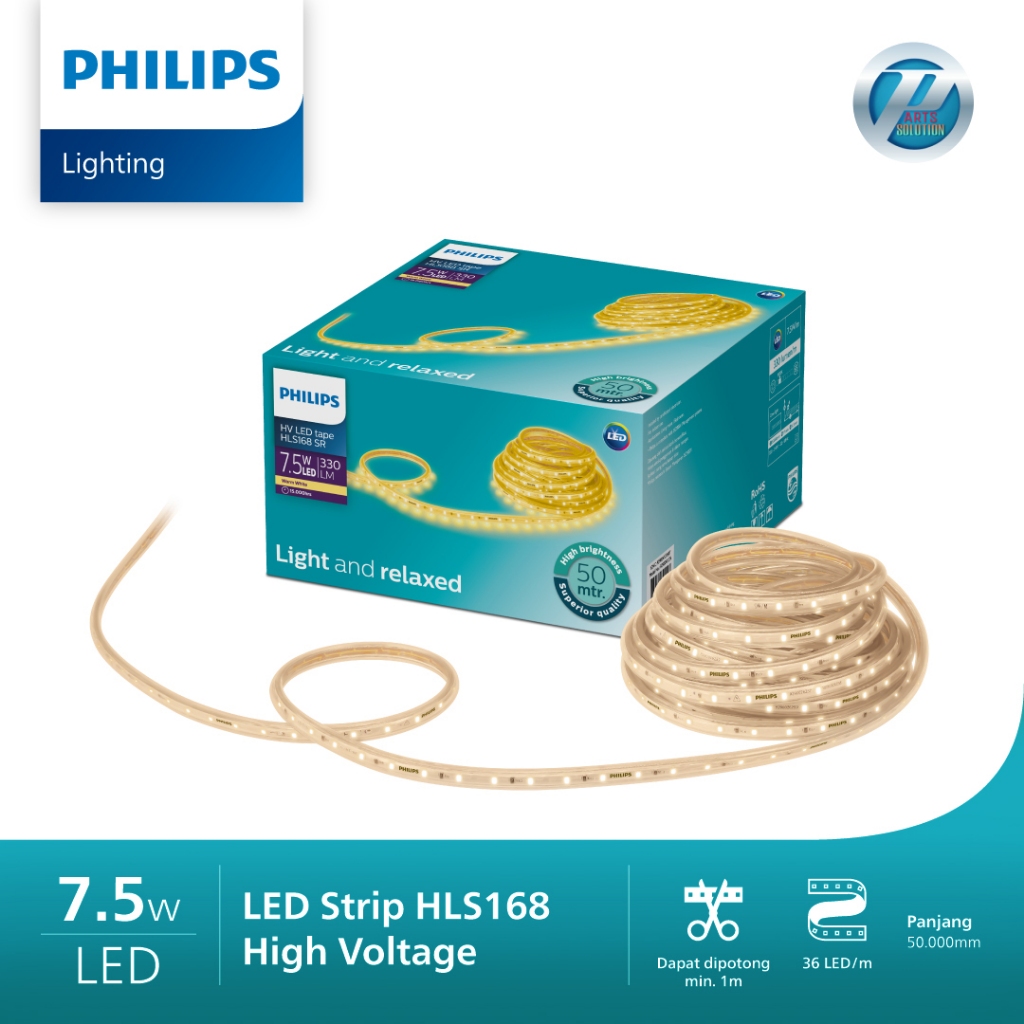 Lampu Selang Philips 7,5W 7,5 Watt 9 Watt 9W LED Strip HLS168 1 Roll 50 Meter - Warna Putih/Kuning/N