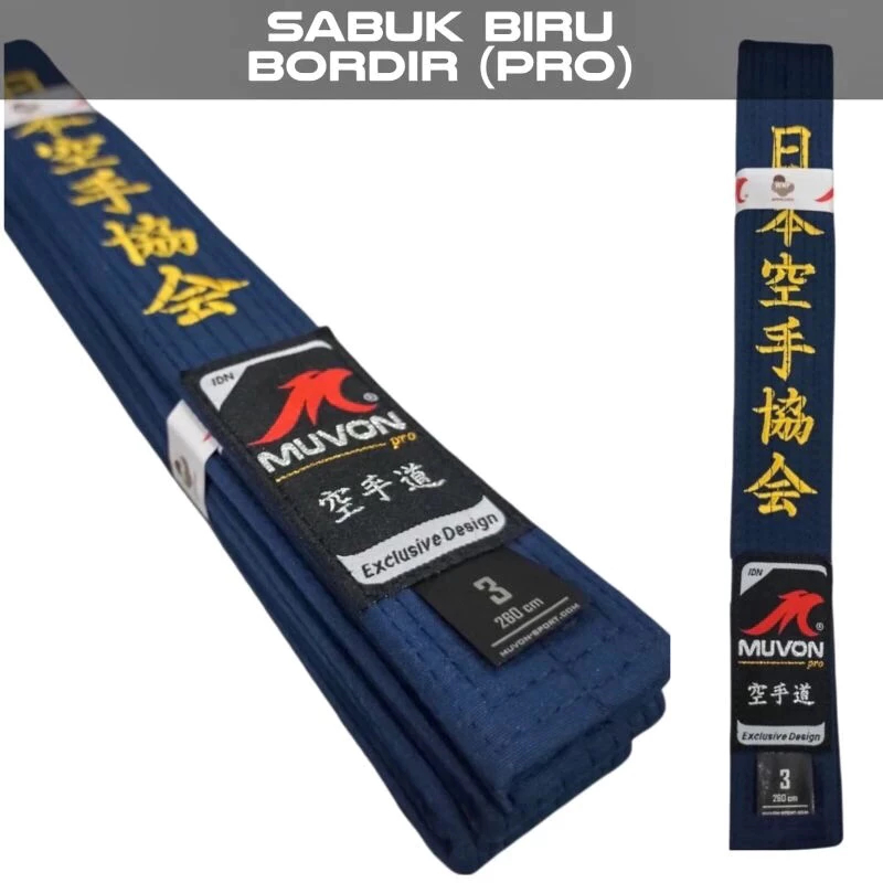 Sabuk karate Biru Dongker Muvon pro Bordir (WKF Approved)