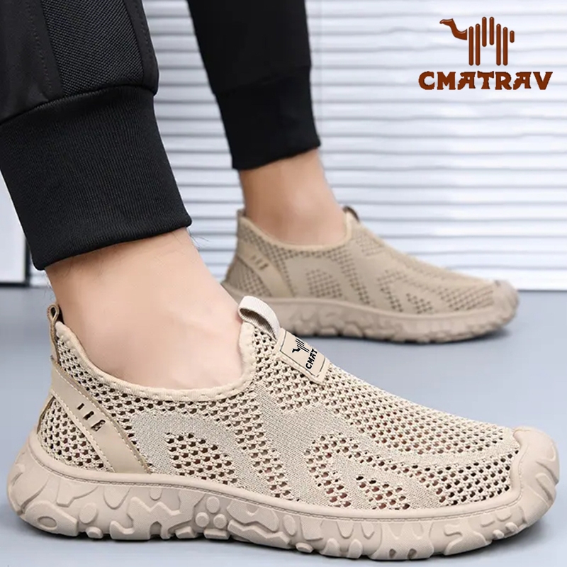 CMATRAV Sepatu Olahraga Pria Slip-On Flat Casual Shoes Sneakers Breathable untuk Running dan Sport
