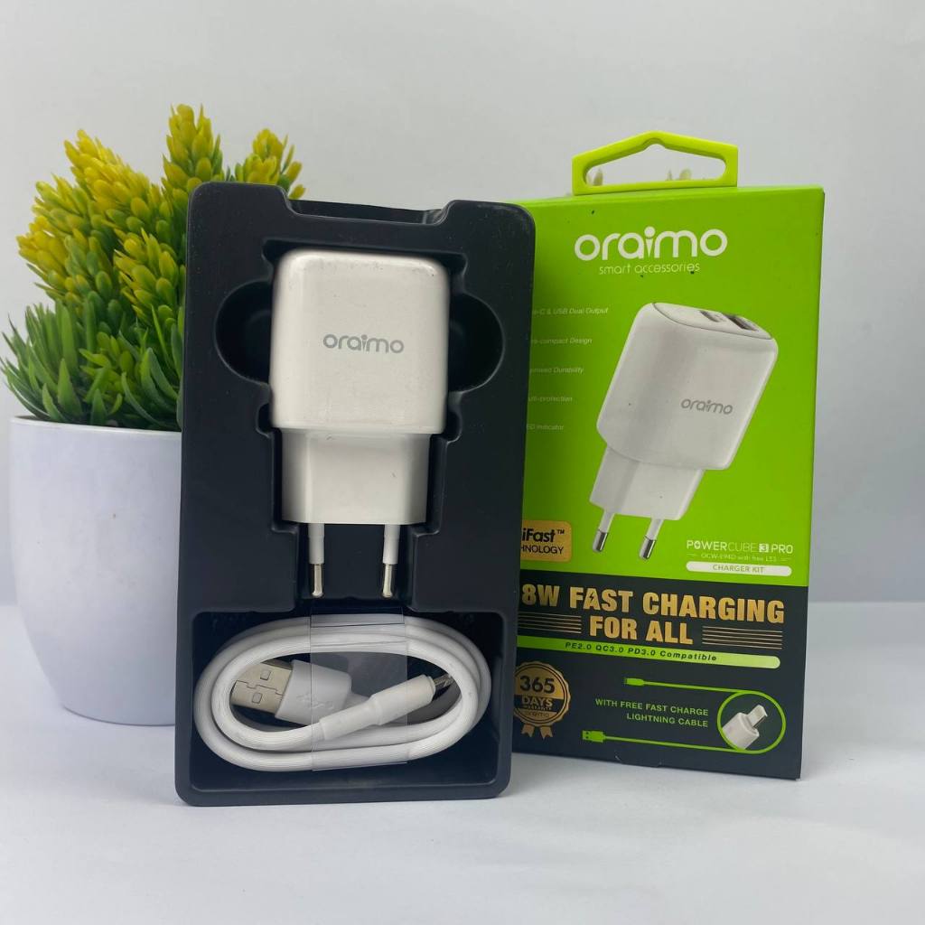 CHARGER ORAIMO LIGHTNING OCW-E94DL POWERCUBE 3 PRO CHARGER SET IPHONE DUAL PORT