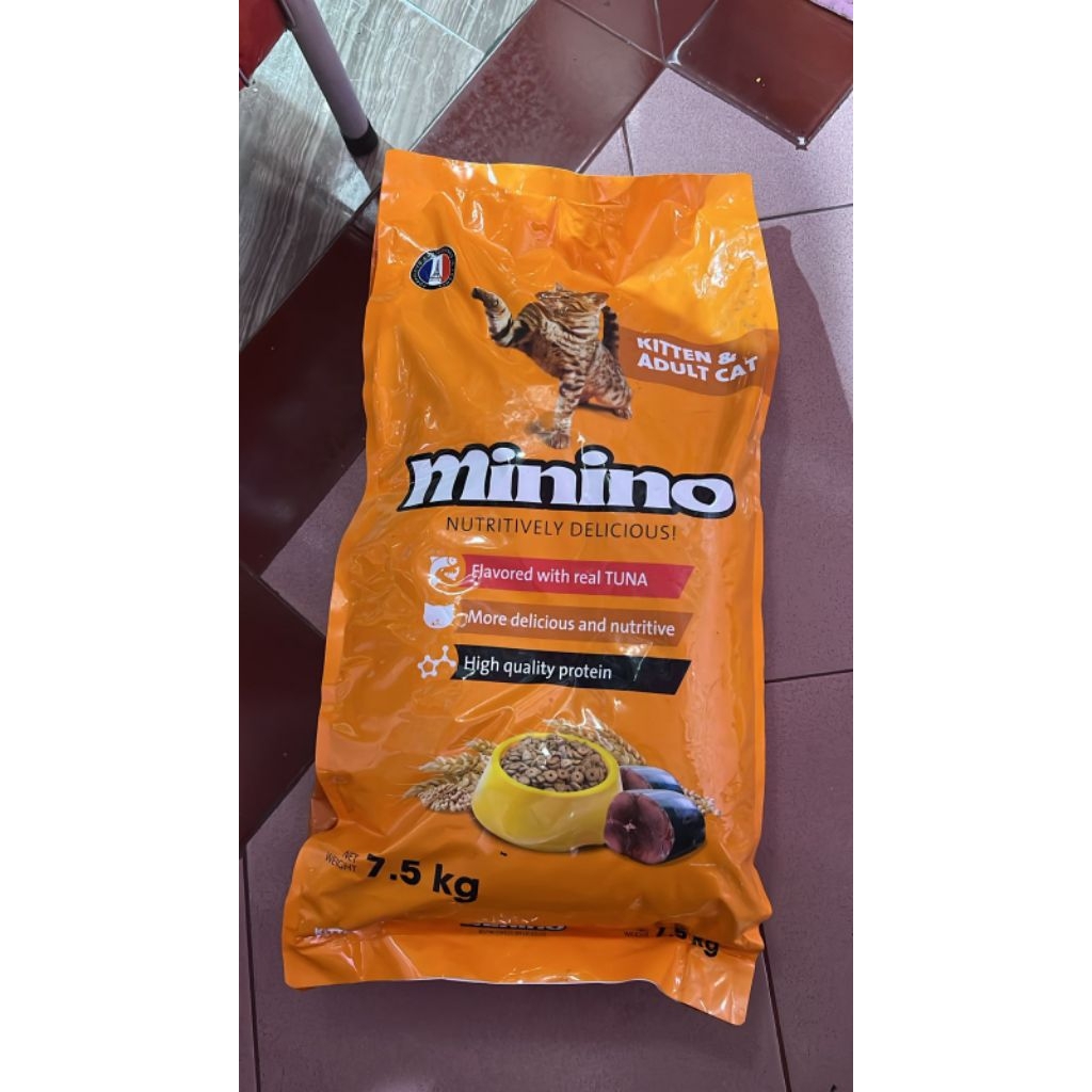minino kitten & adult kemasan 7,5kg makanan kucing minino