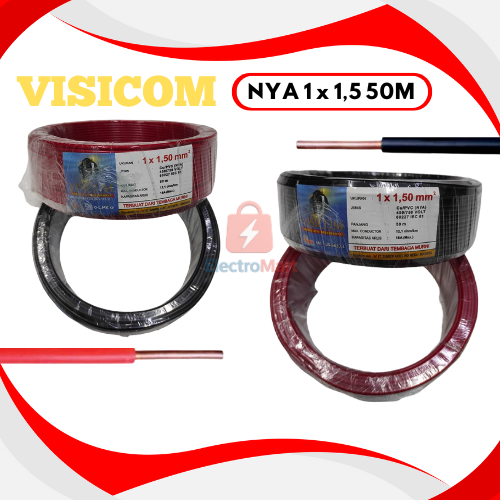 Visicom Kabel NYA 1.5mm 50m Tembaga Murni - Visicom Kabel Engkel 1.5mm 50m SNI LMK - Kabel NYA 1x1,5