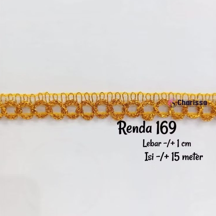 Renda 169 / renda mas / renda emas / lebar 1 cm / renda kecil / isi -/+ 15 meter