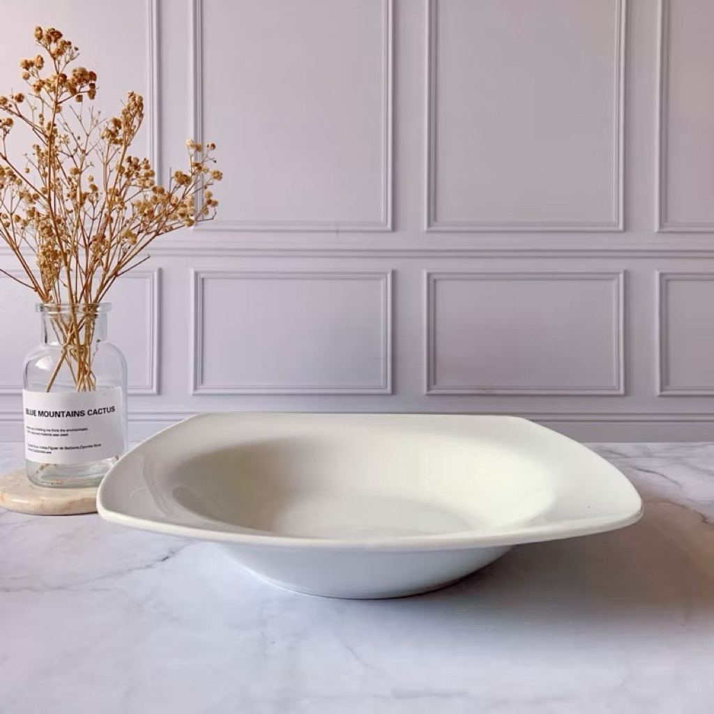 Piring Keramik 1 PCS - Piring Spanghetti - Piring Pasta - Piring Persegi Empat