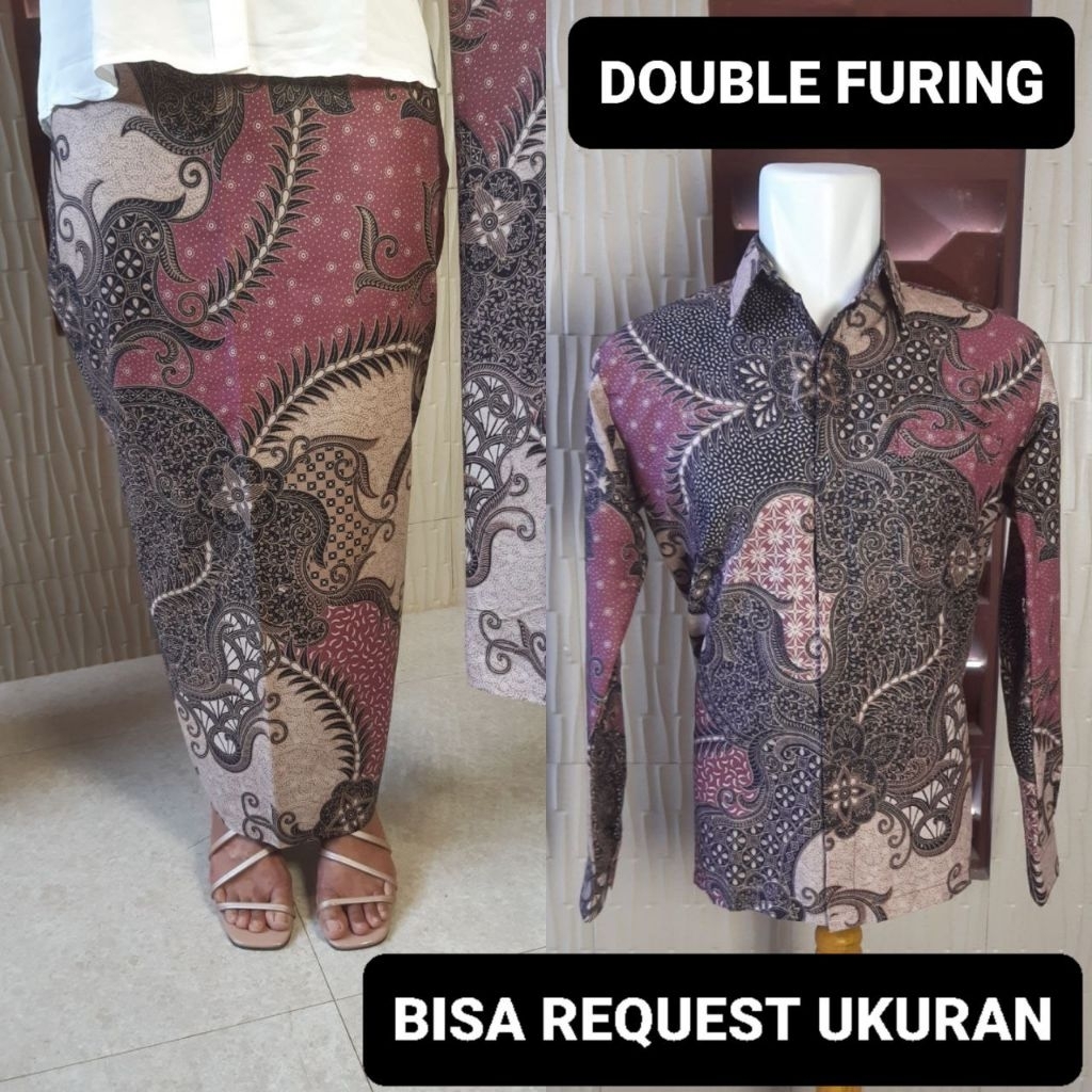 KEMEJA & ROK DOUBLE FURING PREMIUM / BAJU SERAGAM BATIK COUPLE PASANGAN SARIMBIT KELUARGA CUSTOM ANA