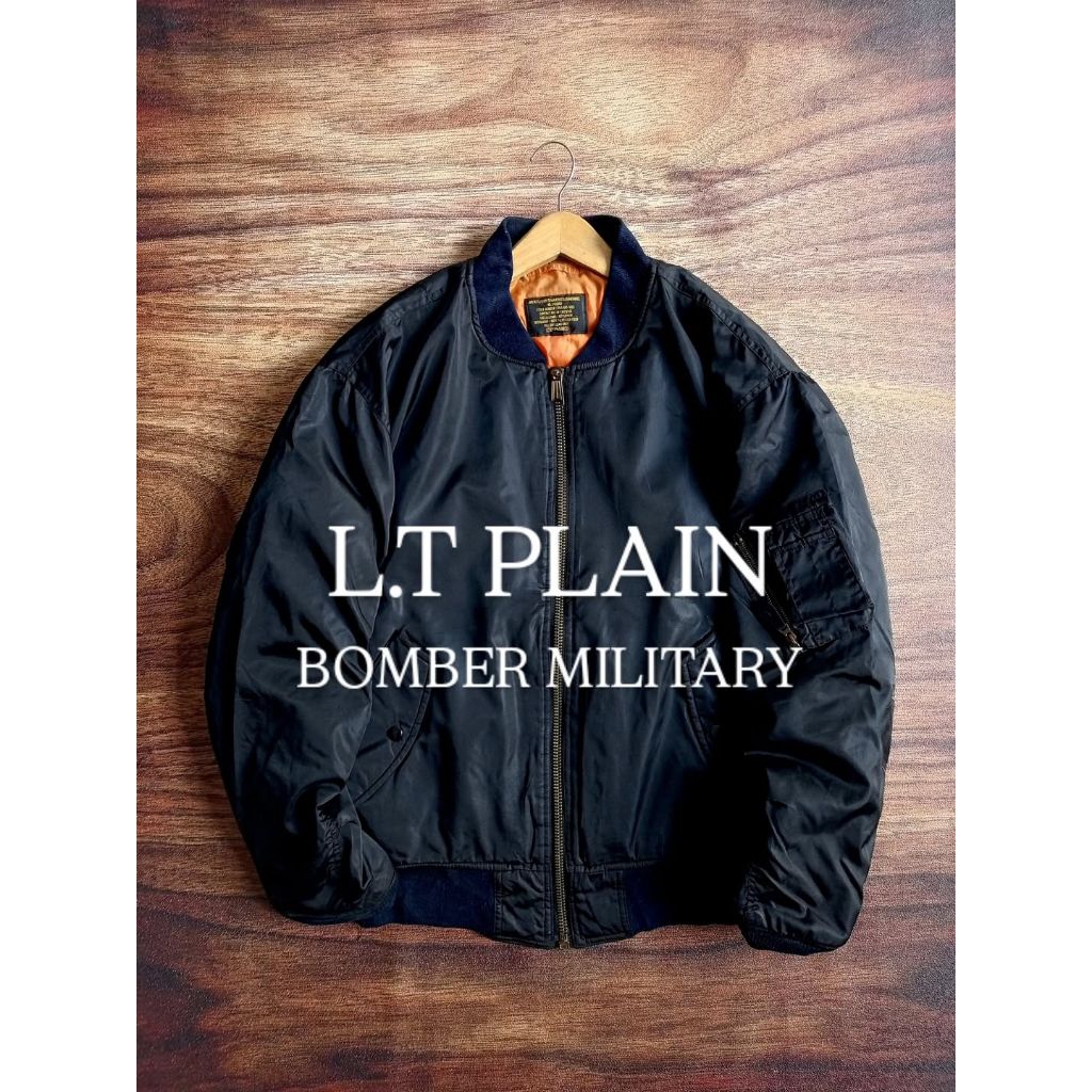 JAKET L.T PLAIN BOMBER MILITARY VINTAGE DALEMAN INER PRIA SECOND PRELOVED
