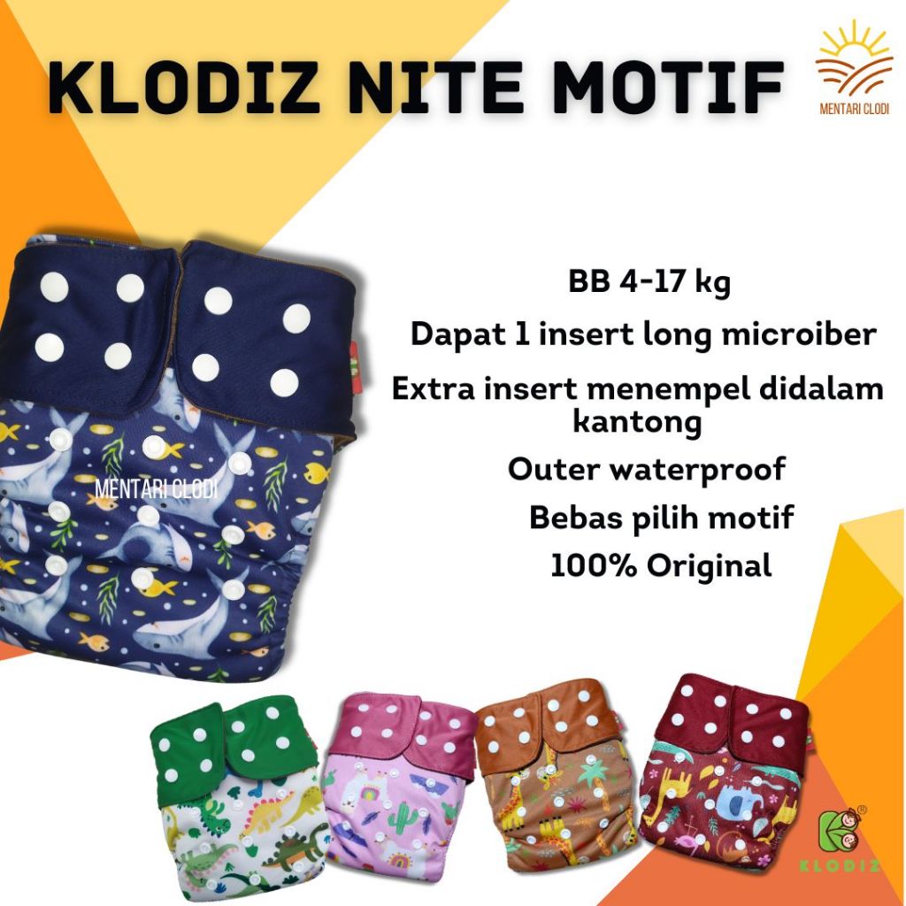 ORIGINAL Popok Bayi Clody Klodiz Nite/ Pempes Anak Cuci Ulang Klodiz Nite Popok Kain Clodi Bayi