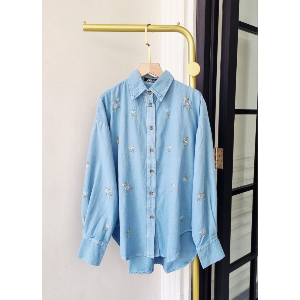kemeja bordir zara bunga