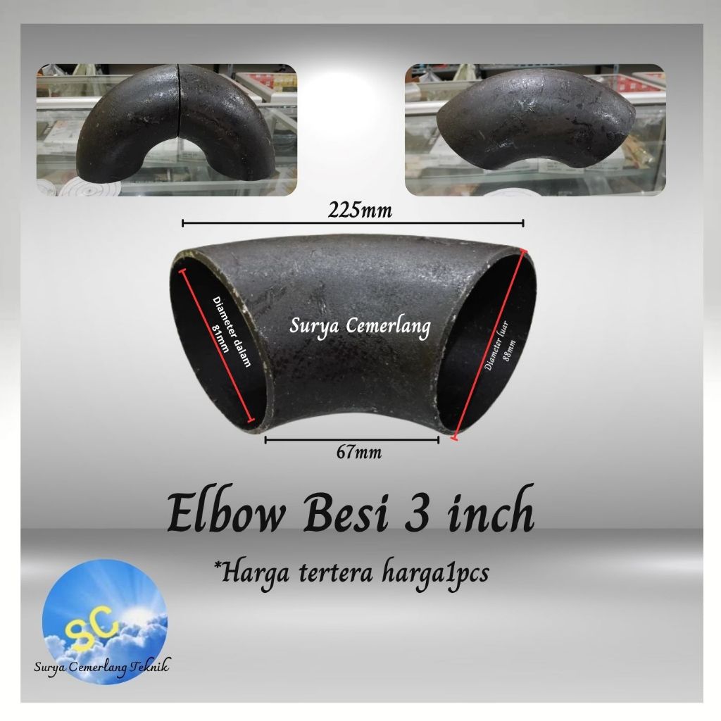 Elbow Las Besi 3 inch  Pipa Las / Elbo Lbow Keni Knee Pipa Las Knee Penyambung Pipa Besi 3  inch