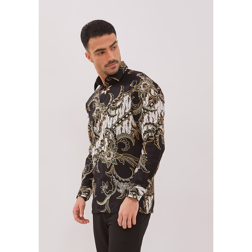 Alisan Kemeja Lengan Panjang Batik Kombinasi 10791 Hijau Slimfit