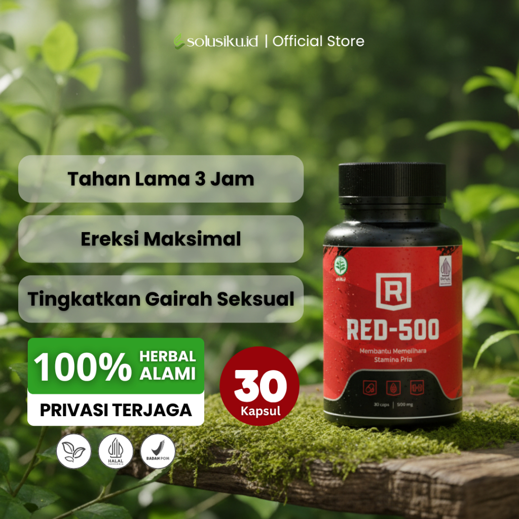 RED-500 Suplemen Obat Kuat Pria 1 Botol Isi 30 Kapsul Privasi Aman+Gratis E-Book KAMASUTRA
