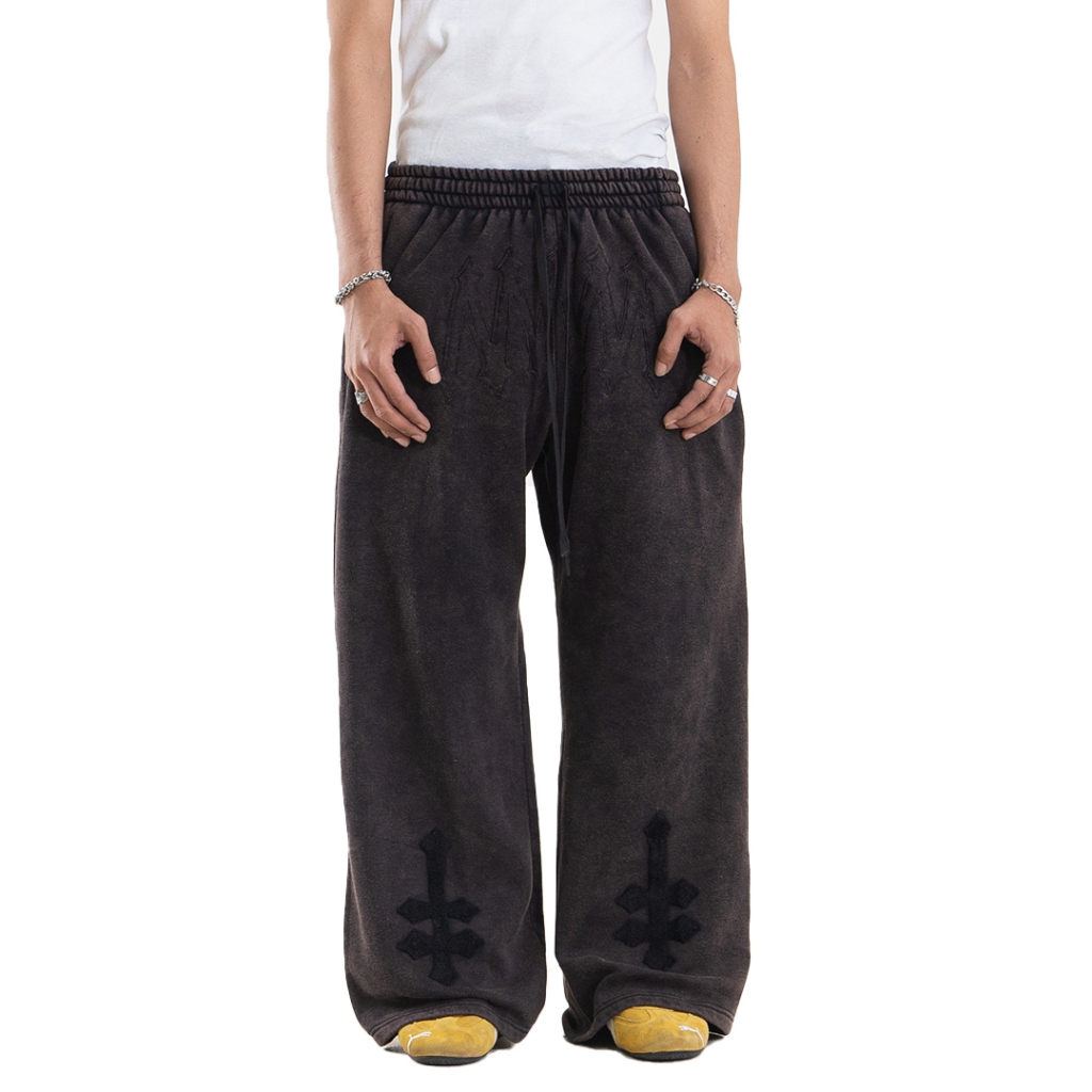 DENIMITUP H Zigzag Sweat Pants - Cosmic black - Celana