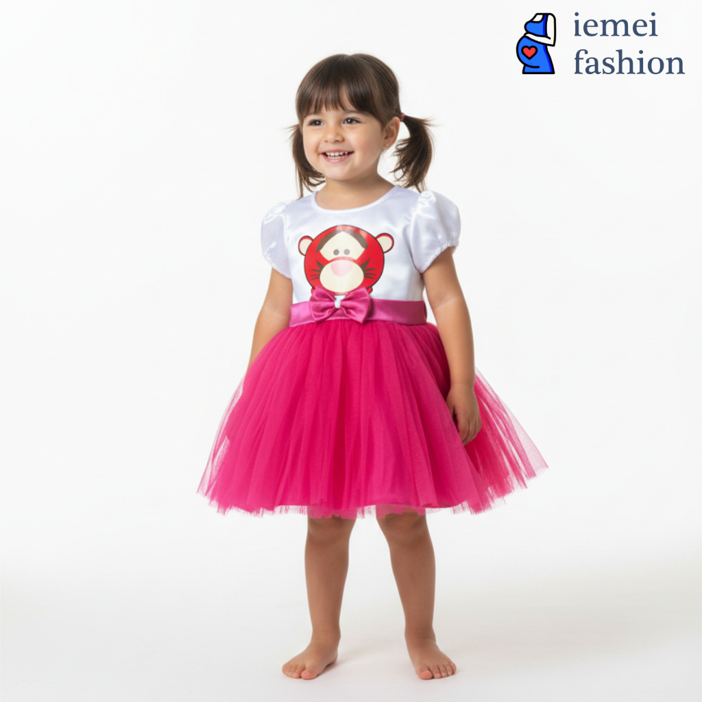 IEMEIFASHION Dress Anak Perempuan Tulle Motif Macan