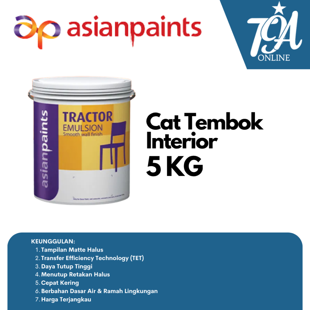 ASIANPAINTS Tractor Emulsion Cat Tembok Khusus Interior 5 KG - Putih