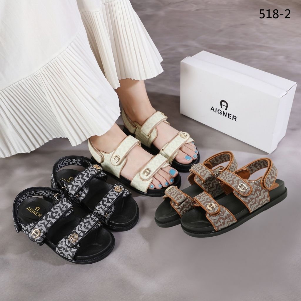 Sandal Aigner 518-2 Strap Sandal in Signature Jacquard Semi Platinum