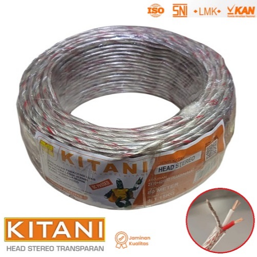 Kabel Head Stereo Transparan KITANI 80 Meter / Kabel Skerem Serabut Tembagaa Murni isi 3 Jalur Cable