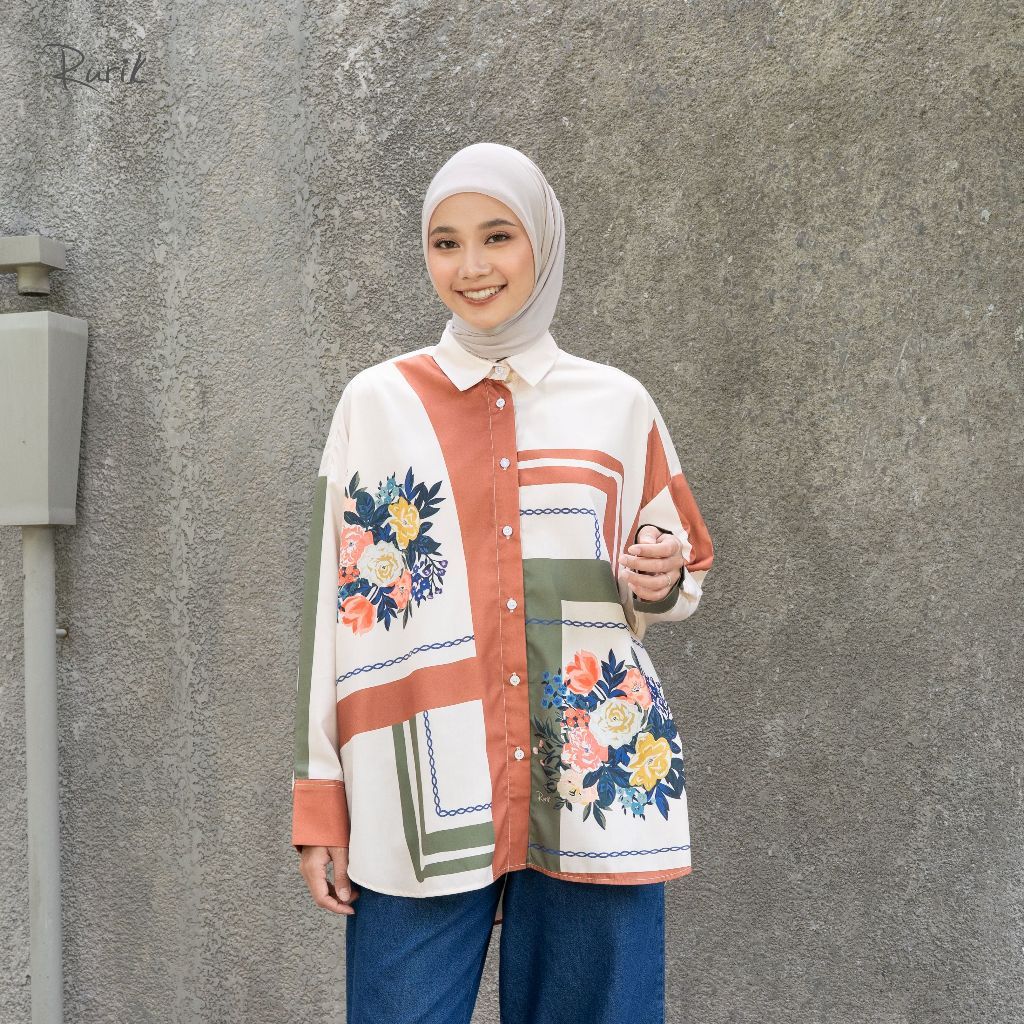 Rurik Kemeja Wanita Printing Oversize Fiona Print Shirt