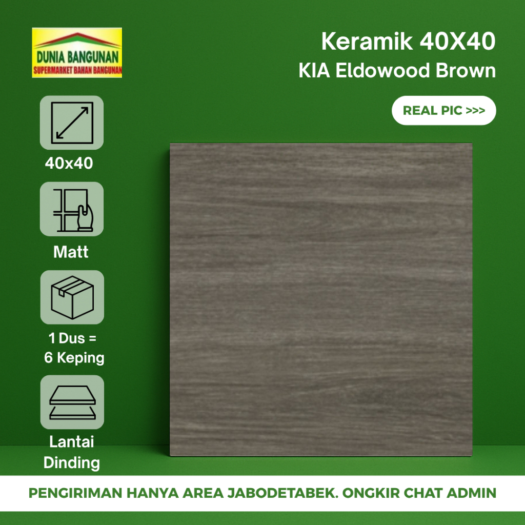 Keramik Lantai 40x40 Motif Urat Kayu Brown KIA Keramik Matt Teras Dapur