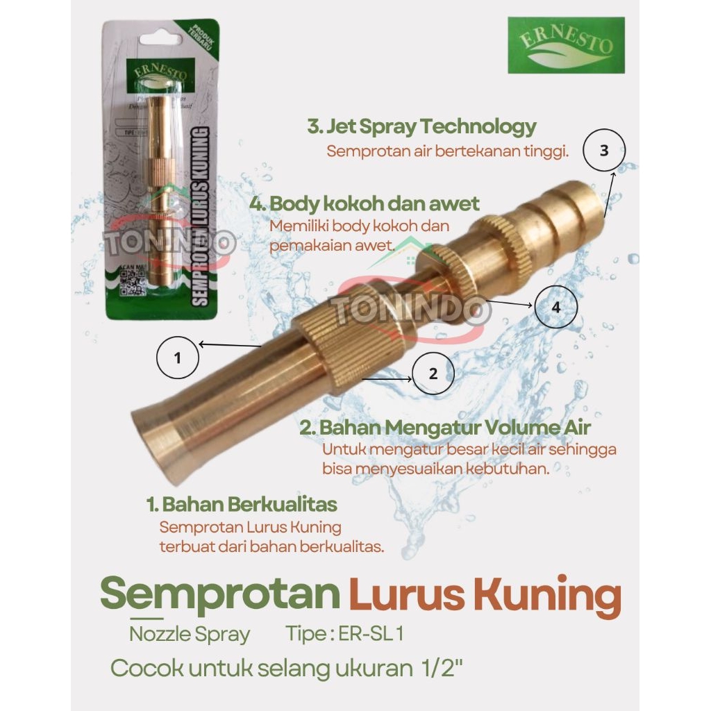 MURAH Semprotan Selang Air Lurus Kuning Nozzle Spray Ernesto