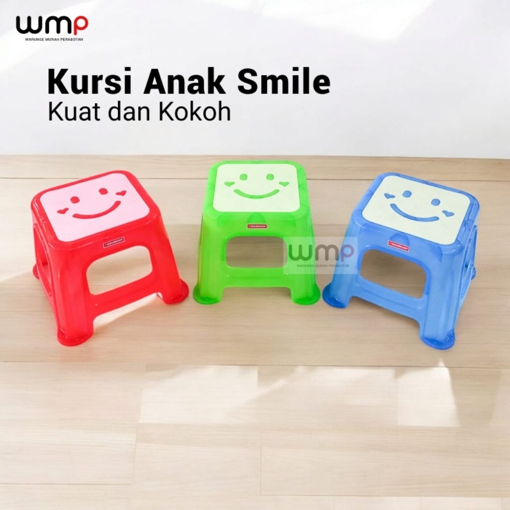 Kursi Anak Lucu Motif Smile Bangku Anak Plastik Kuat Kursi Plastik Anak Kokoh