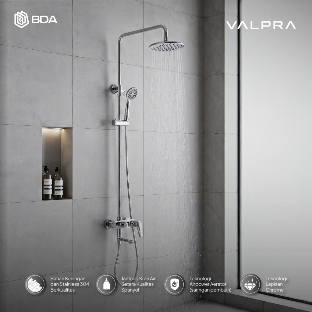 Valpra Shower Kamar Mandi Set Shower Set Tiang Shower Mandi Panas Dingin V CL 9366