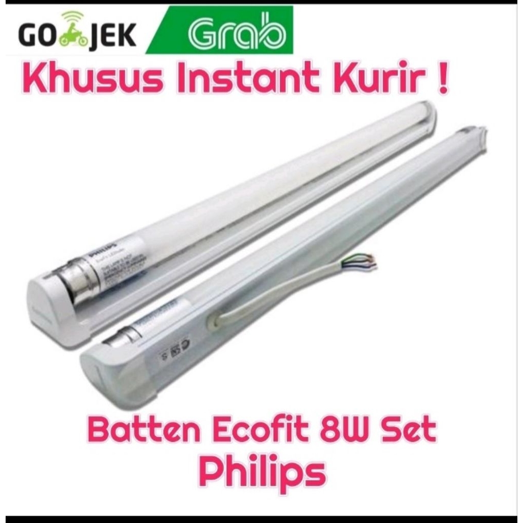 Lampu Tl T8 LED Batten Philips 8 Watt Set 60 Cm