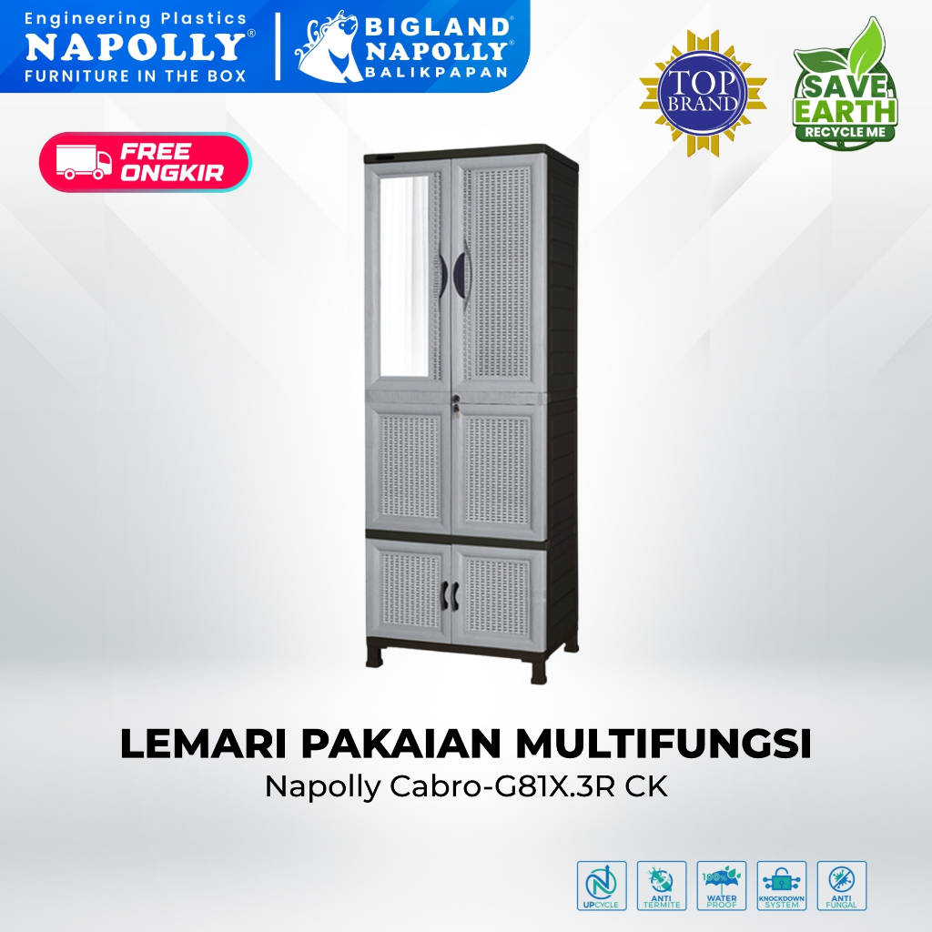 Napolly Lemari Pakaian Cabro-G81X 3R CK Furniture Plastik Serbaguna 2 Pintu Anti Rayap Tahan
