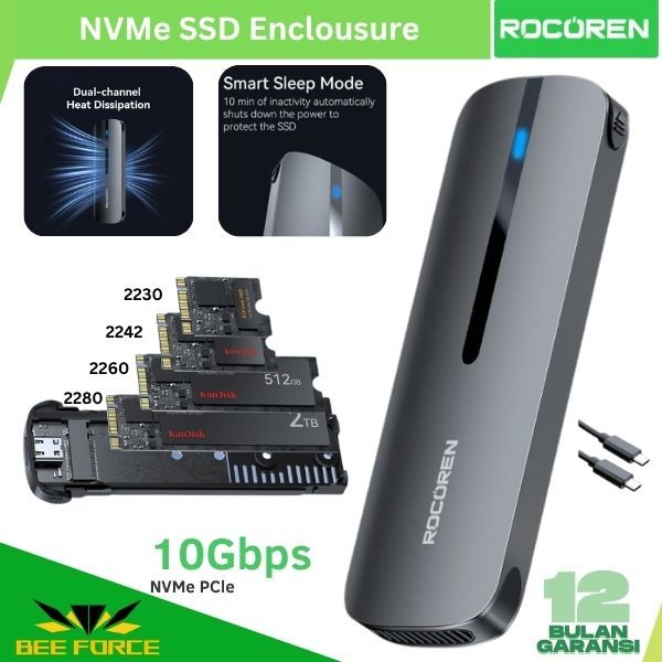 SSD Case 10 Gbps - Rocoren NVMe SSD Casing enclousure