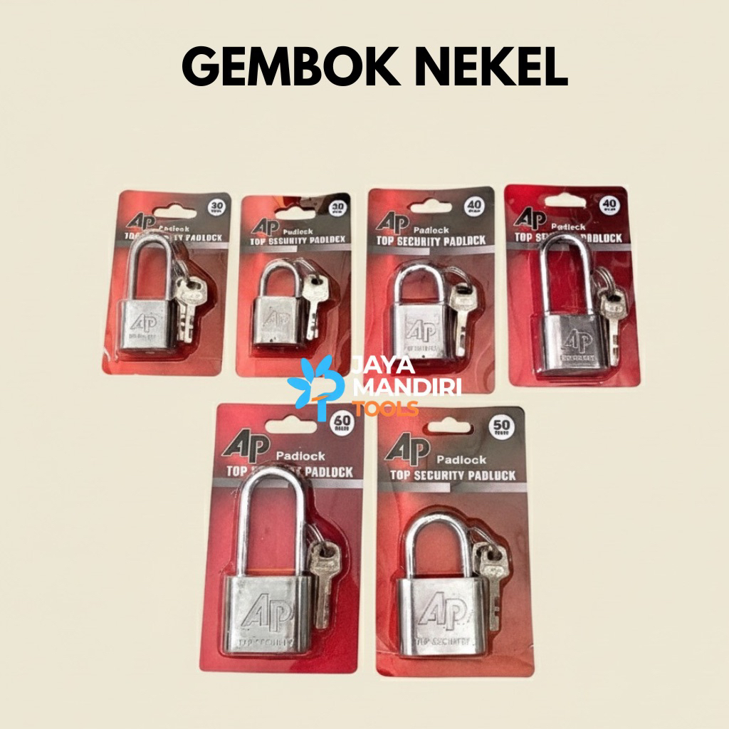 Gembok Nekel Leher Pendek Panjang / Gembok Rumah Leher Pendek Panjang / Gembok Putih / Padlock Leher