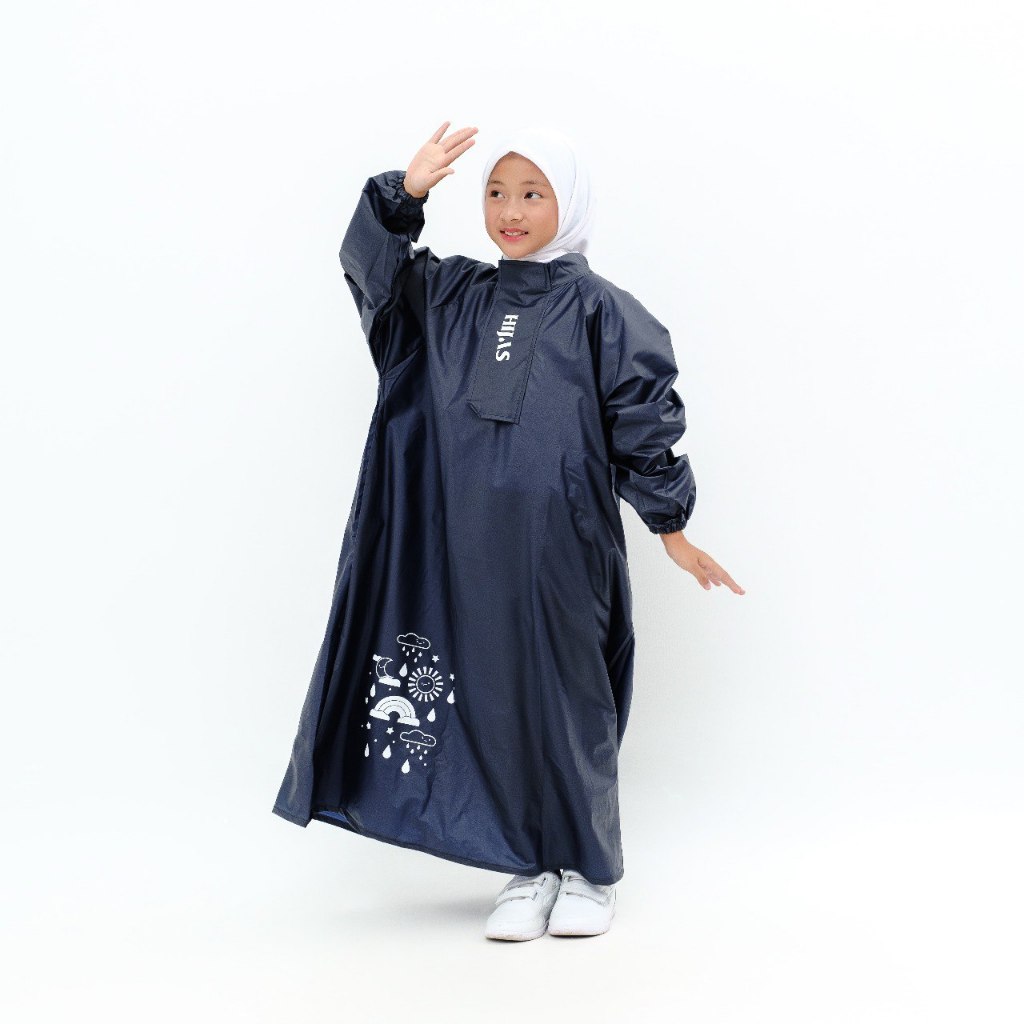 Jas Hujan Anak Perempuan Model Gamis Hijab - HIJAS ANAK ZIPPER Waterproof Lucu