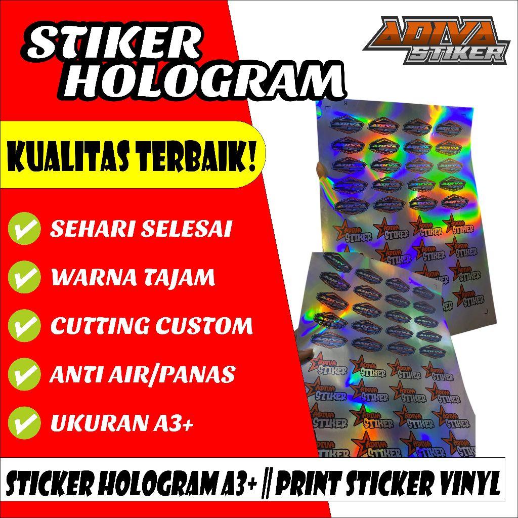 STICKER HOLOGRAM A3+ TERMURAH || PRINT STICKER VINYL