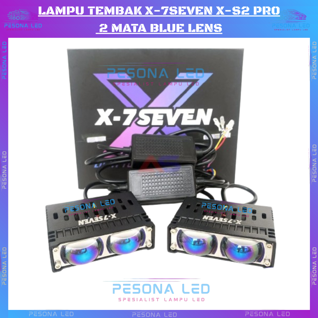 LAMPU TEMBAK  X-7SEVEN X-S2 Pro 2 Mata Lensa Blue Lens LAMPU 2 Mata Slim GRIL