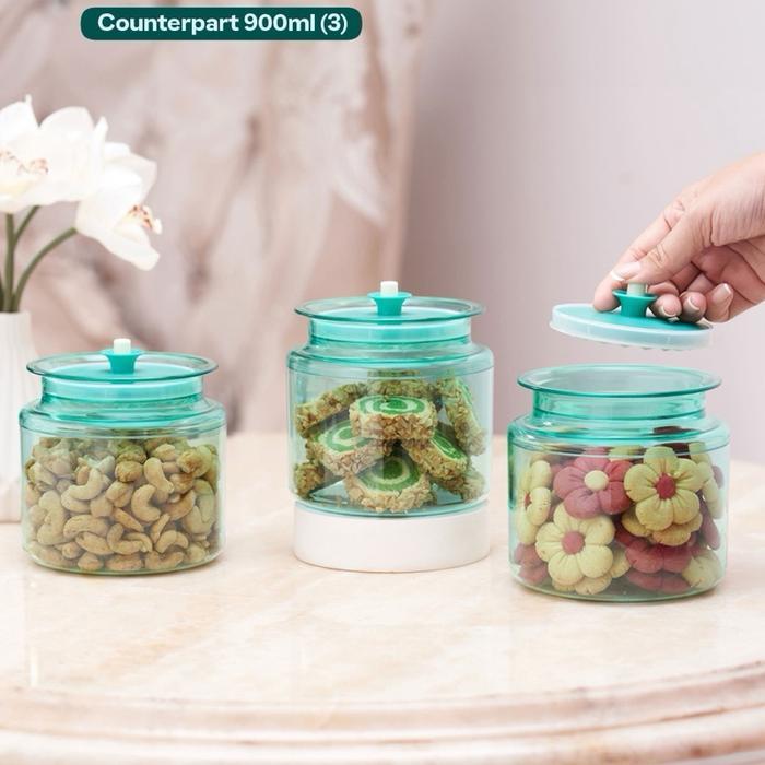 Tupperware Counterpart Stoples Kedap Udara Toples Bahan Polycarbonate Transparan Dengan Seal Silikon