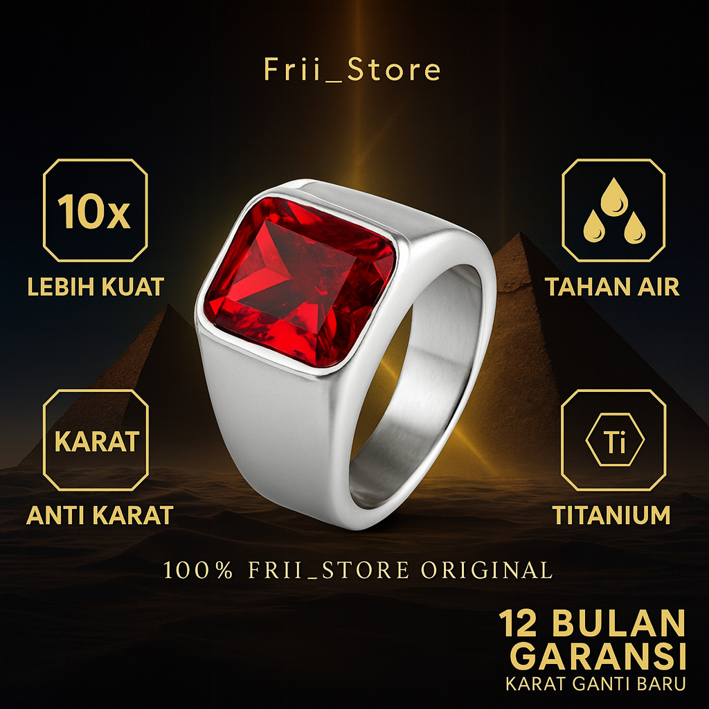 Cincin Batu Akik Pria Ring Baja | Cincin TITANIUM OriginaL Garansi 12 Bulan