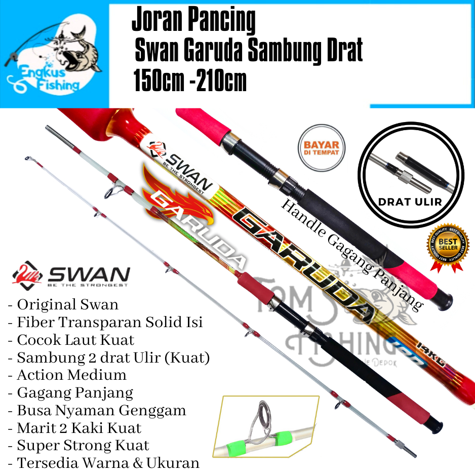 Joran Pancing SWAN GARUDA Transparan Solid 150cm - 210cm (Sambung drat) Murah - Engkus Fishing