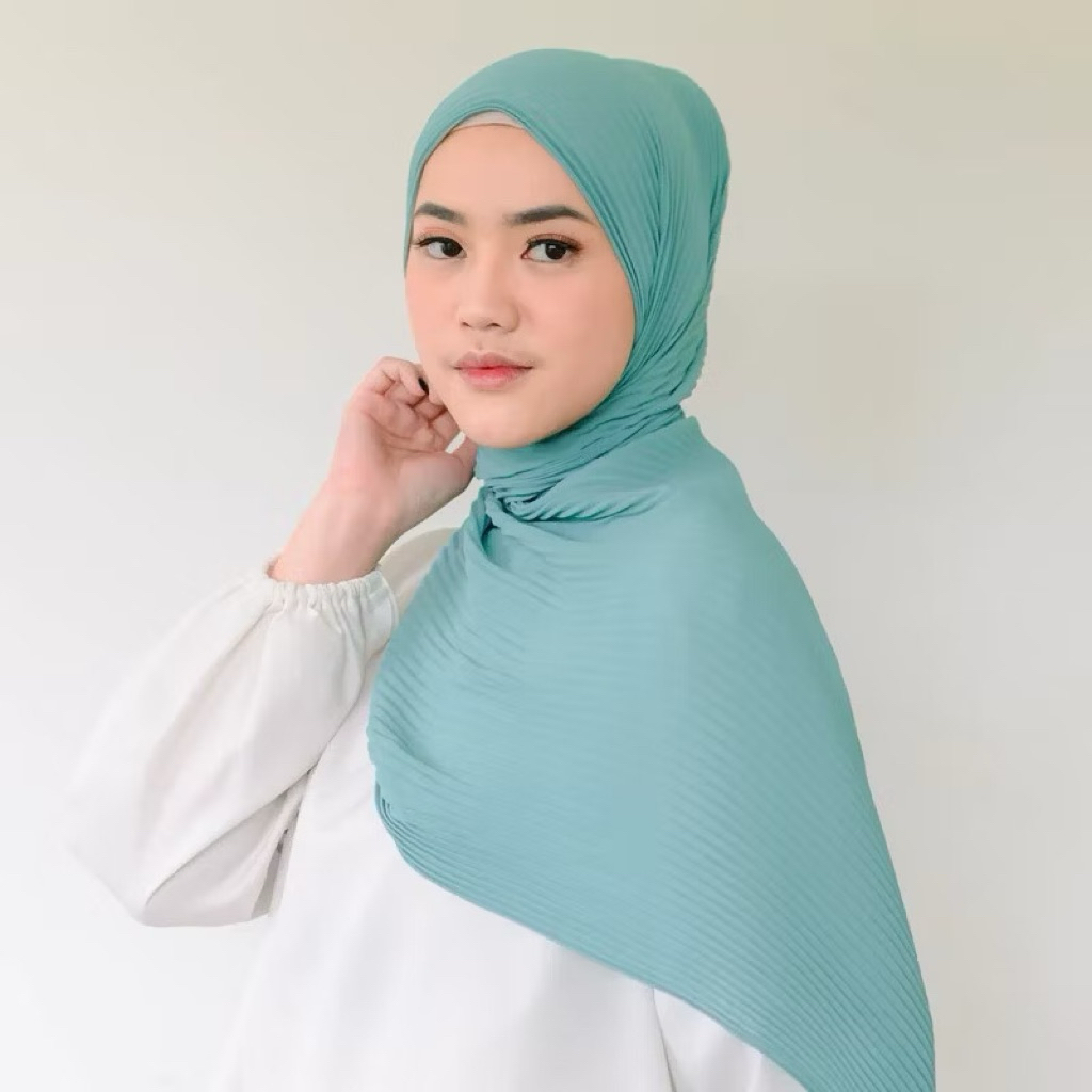Pashmina Plisket biru wardah Pashmina plisket Lidi biru wardah Pasmina plisket biru wardah