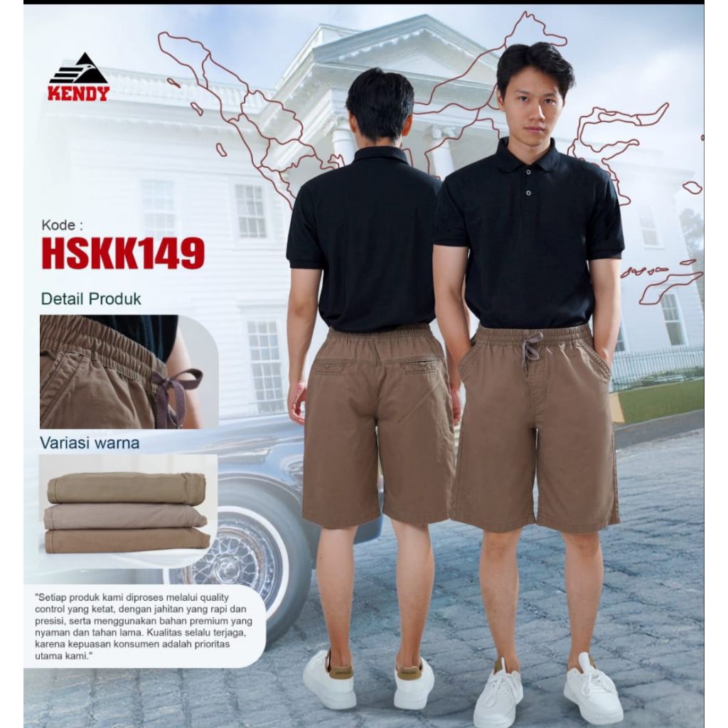 CELANA KENDY PENDEK PRIA PINGGANG KARET ORIGINAL PREMIUM