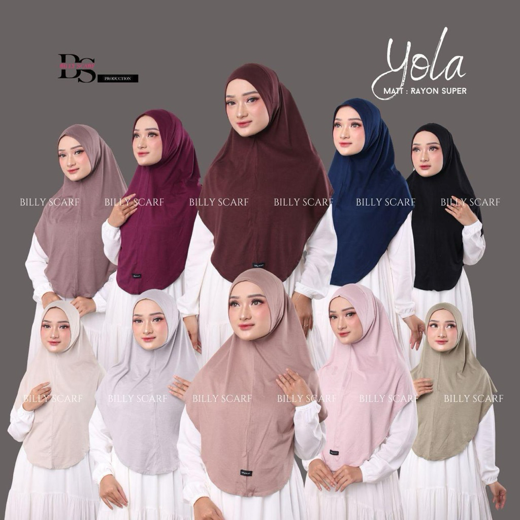 Hijab Instan Billy Scarf Yola Bahan Katun Rayyon Premium