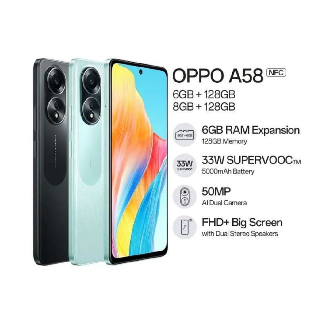HP OPPO A58 6/128 GB - OPPO A 58 RAM 6GB ROM 128GB GARANSI RESMI