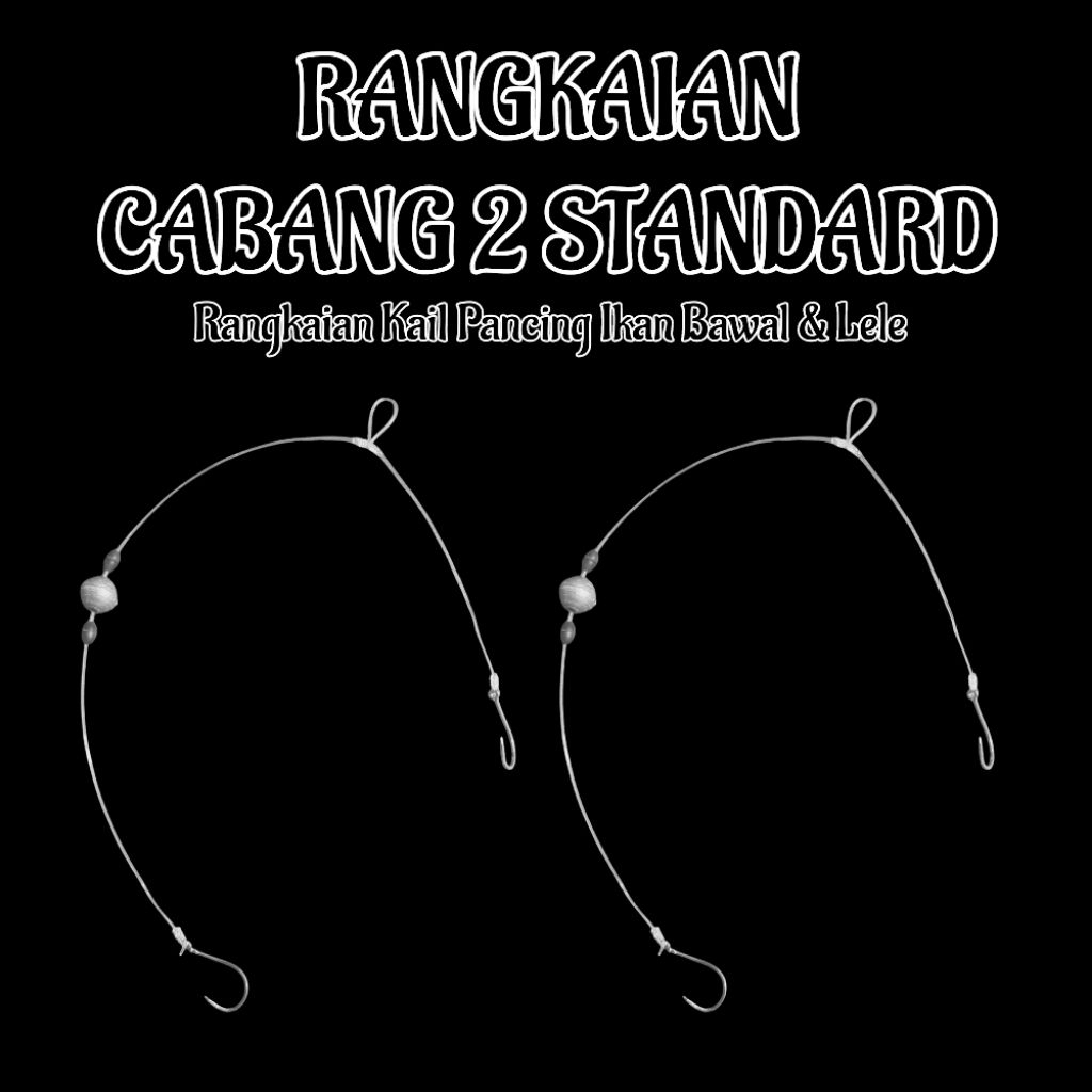Rangkaian Kail Pancing Standard Cabang 2 Timah Gantung Rawe Pancing Ikan