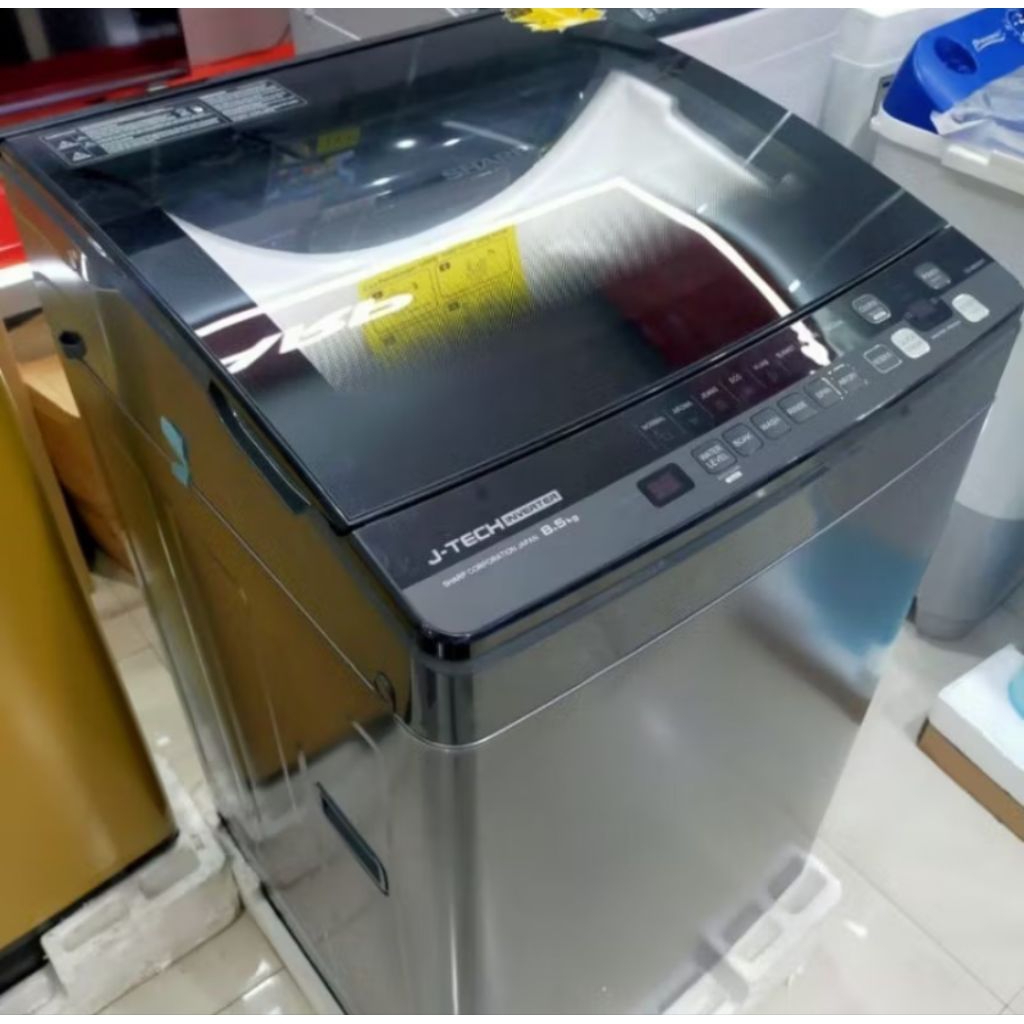 mesin cuci sharp es-m8500xt-sa 1 tabung  megamouth jtech inverter quick wash hijab program anti bact