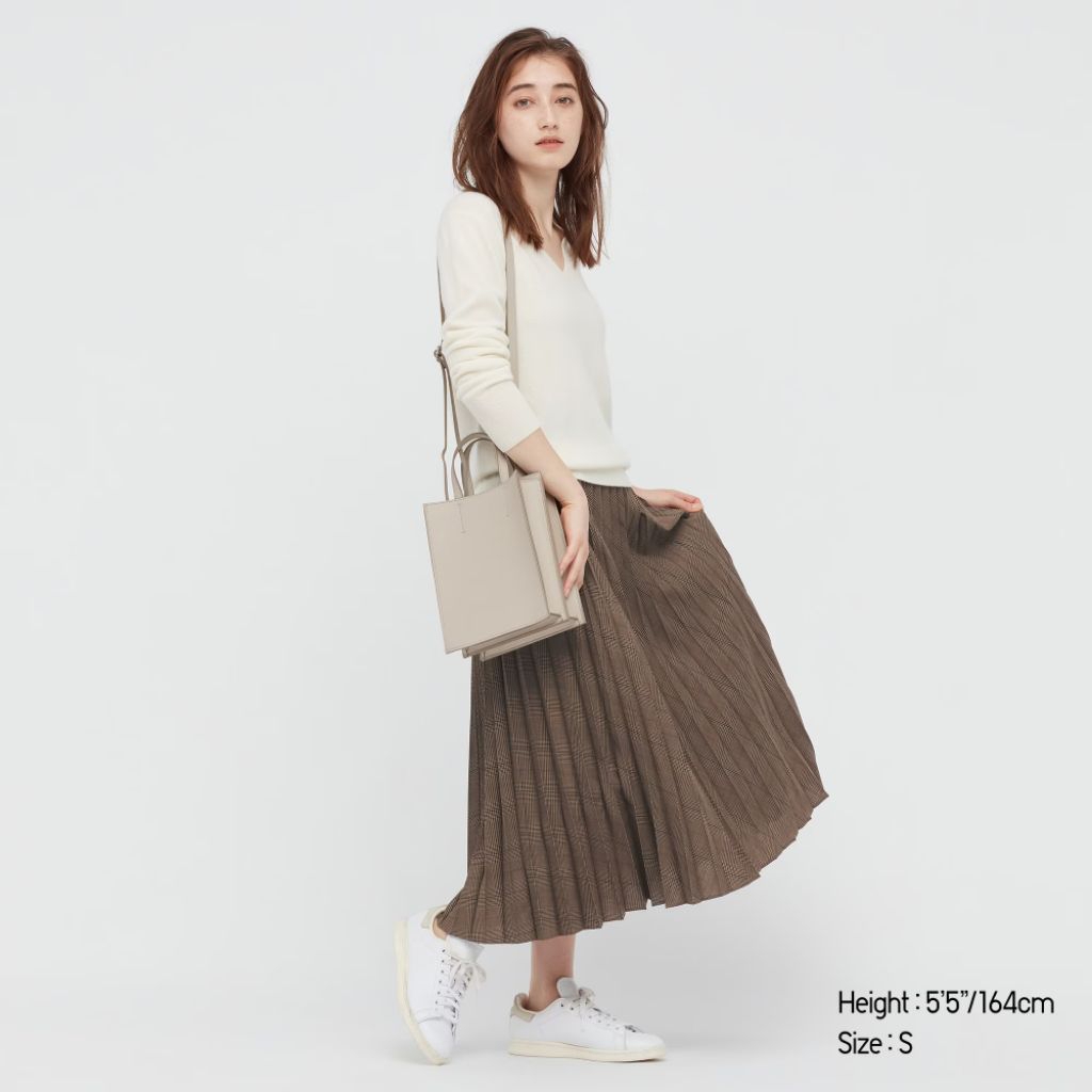 UNIQLO Rok Plisket Accordion Tartan Brown