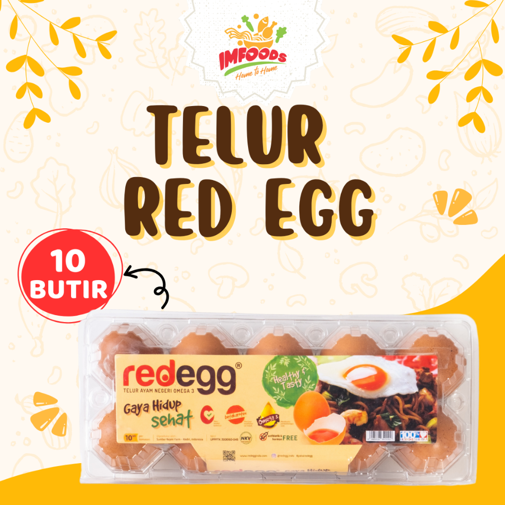 Telur Red Egg 10 butir/Telur Red Egg omega 3/Telur sehat omega 3/Telur Red Egg/Telur ayam / imfoods