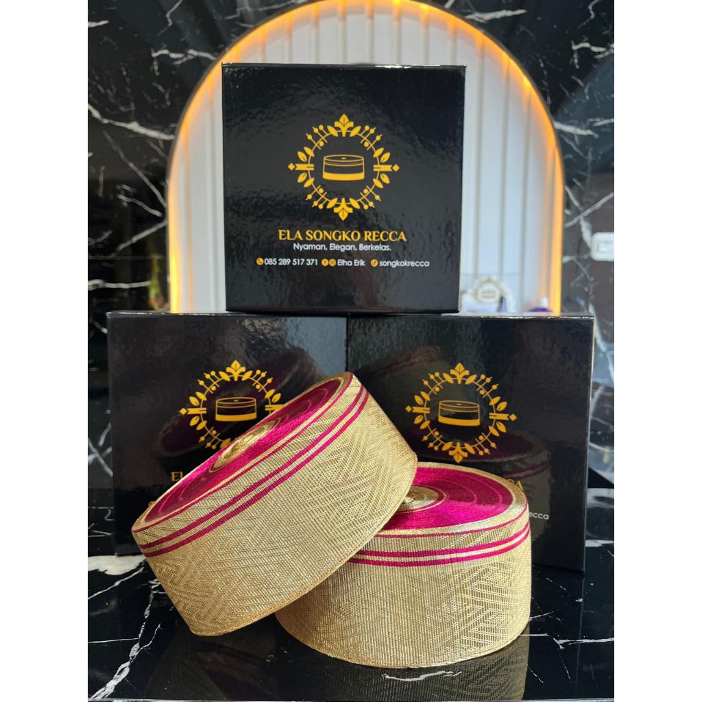 Songkok recca full tembaga (rose gold & pink)