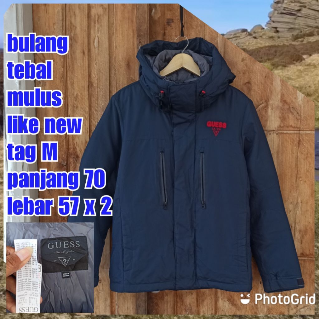 jaket gunung outdoor puffer gelembung winter salju bulang bulu angsa guess