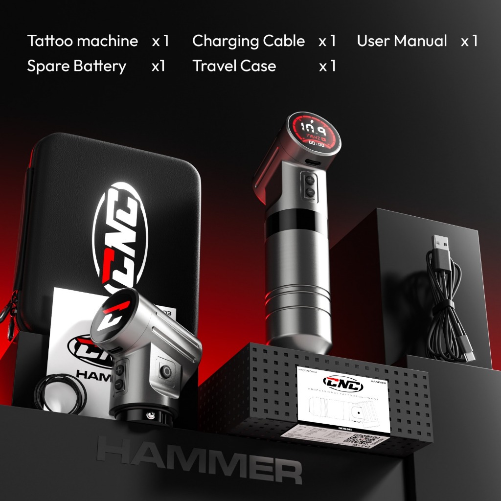 Tattoo Machine CNC HAMMER E403 Wireless Coreless Motor 9800RPM – Mesin Tato Profesional Rechargeable
