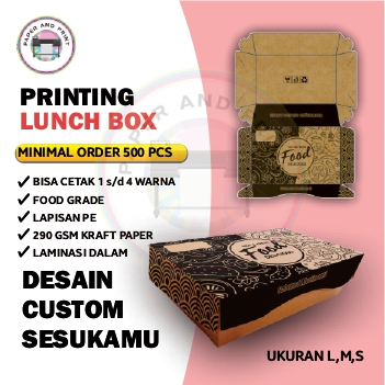 Lunch Box Take Away Box Paper Cetak Custom - Ukuran M